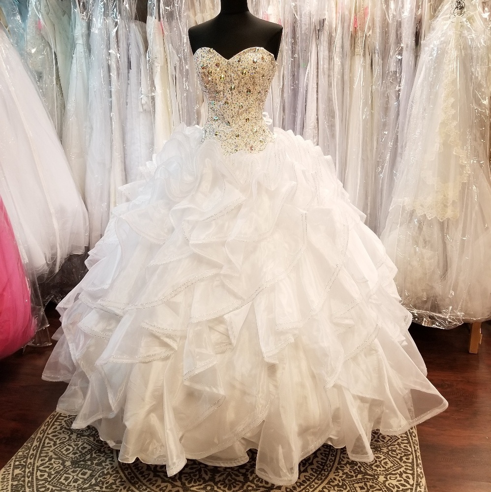 White Flounce Ballgown